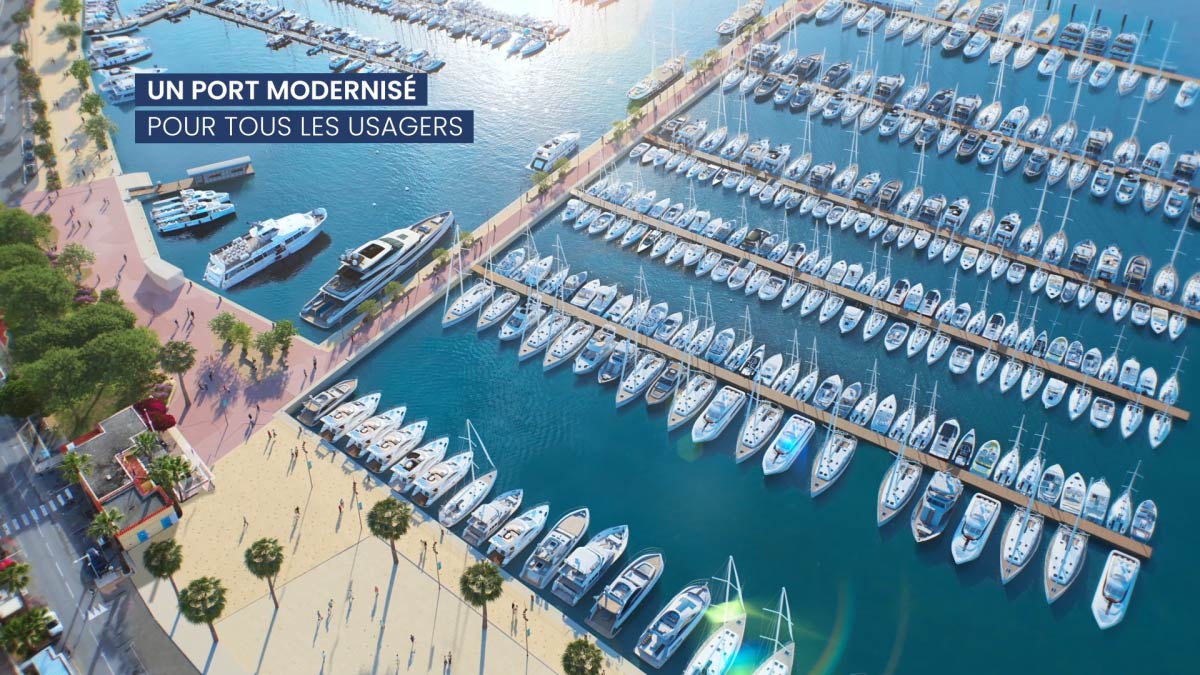 Image tirée d’une vidéo d’aménagement urbain pour le port de Bandol, réalisée par La Mama Studio.